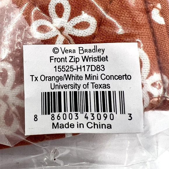 Vera Bradley University of Texas Front Zip Wristlet - Picture 16 of 16